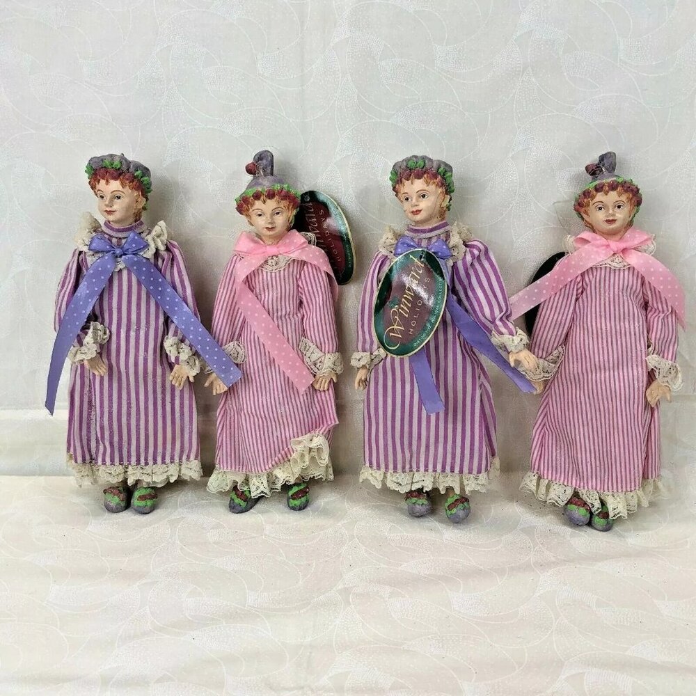 Winward Holidays Sugar Plum Children Lot 4 Elves Fairies Pixies Pajamas 8" RARE